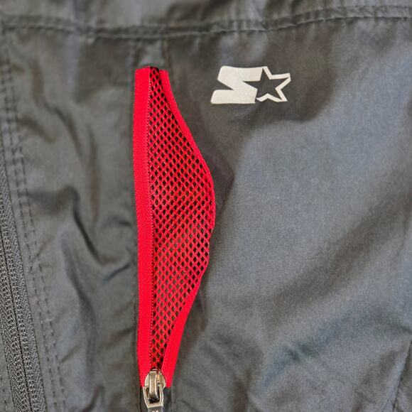 Starter Lightweight Windbreaker Jacket Gray Red Mesh L 42-44 Full Zip - Picture 7 of 14